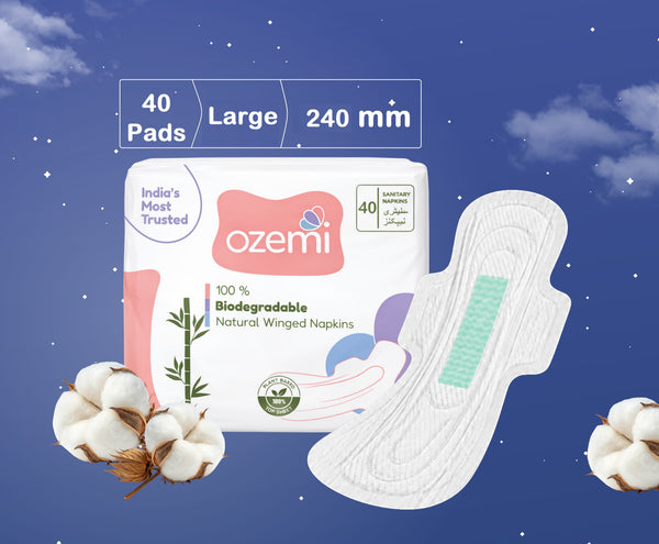 Ozemi Anion Cotton Sanitary Pads ǀ 240 MM (Large)