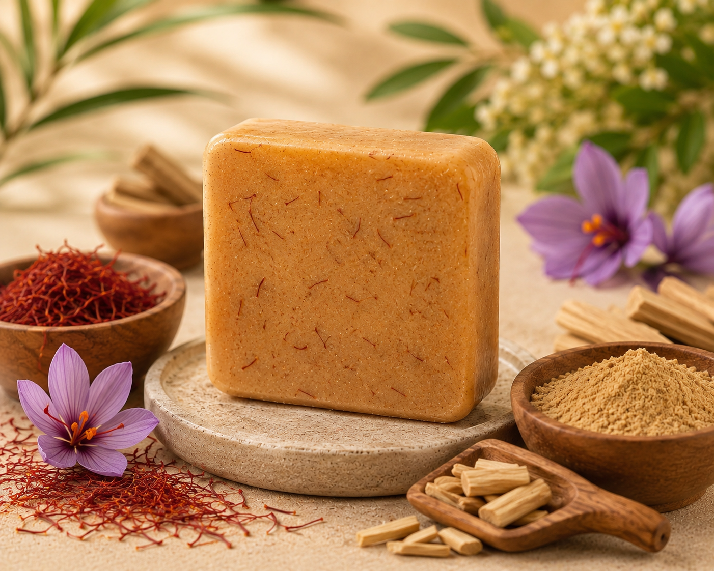 Ozemi Detan soap with Sandal Wood and Saffron For Glowing Brightening skin