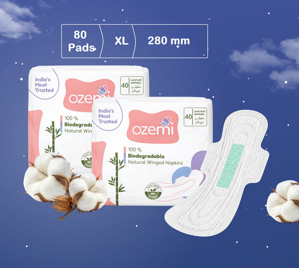 Ozemi Anion Cotton Sanitary Pads ǀ 280 MM (XL)