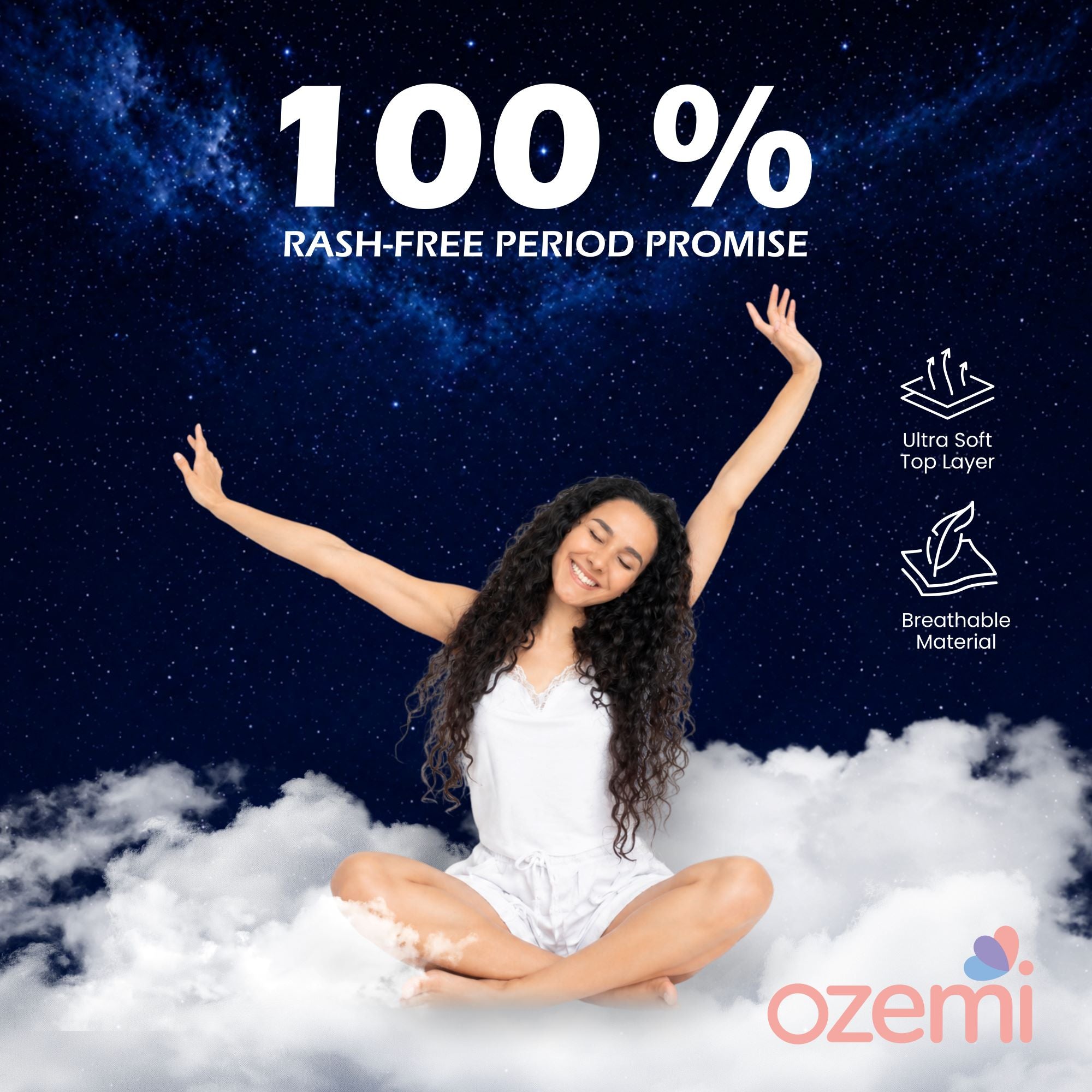 Ozemi Rash-Free Cotton Anion Sanitary Pads ǀ 420 MM (XXXL)