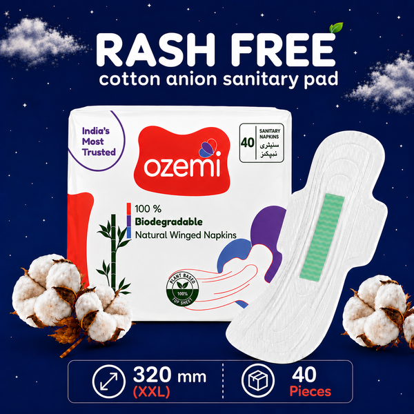 Ozemi Rash-Free Cotton Anion Sanitary Pads ǀ 320 MM (XXL)