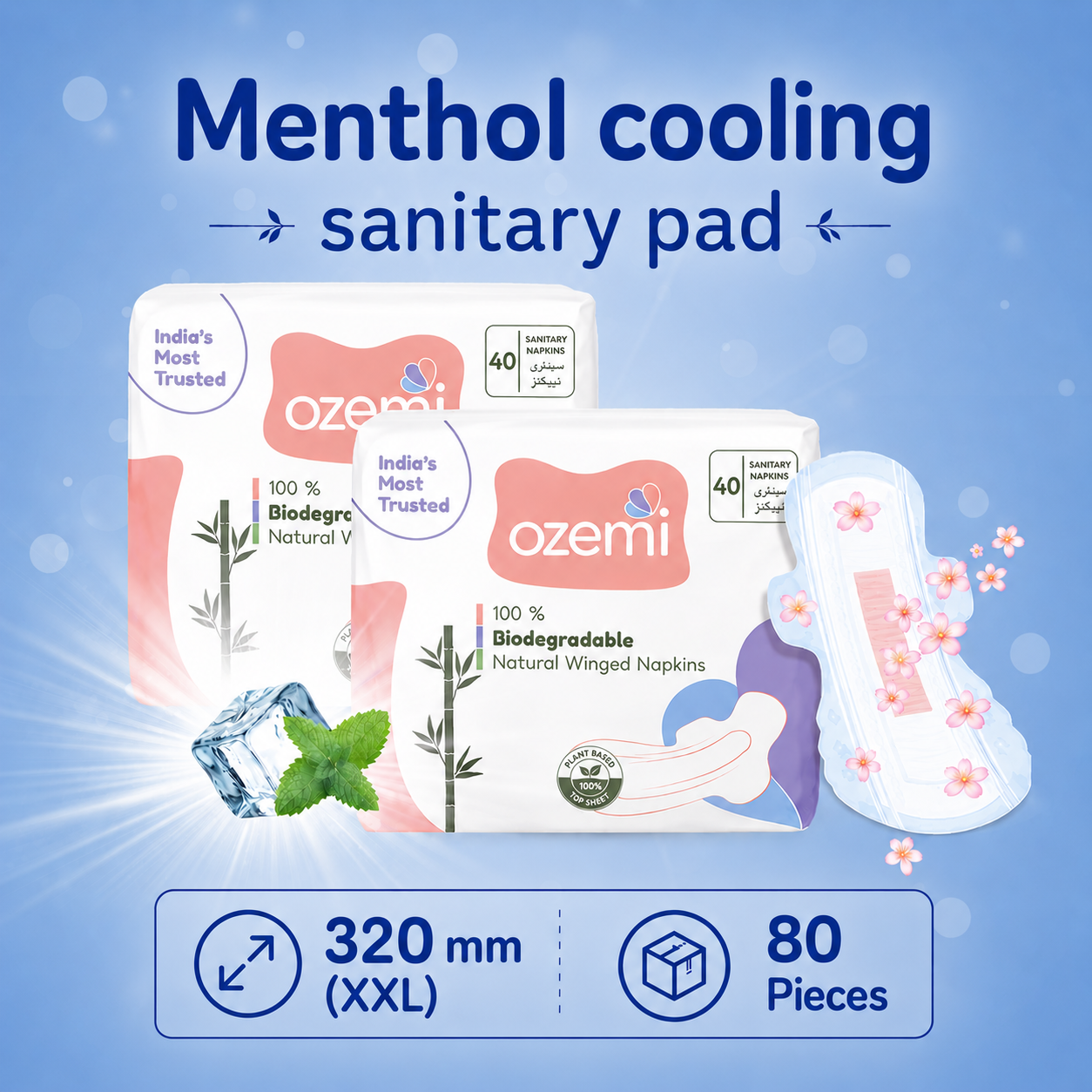 Ozemi Rash-Free Menthol Cooling Sanitary Pads ǀ 3220 MM (XXL)