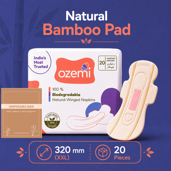 Ozemi Natural Bamboo Biodegradable Sanitary Pads ǀ 320 mm (XXL)