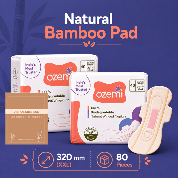 Ozemi Natural Bamboo Biodegradable Sanitary Pads ǀ 320 mm (XXL)