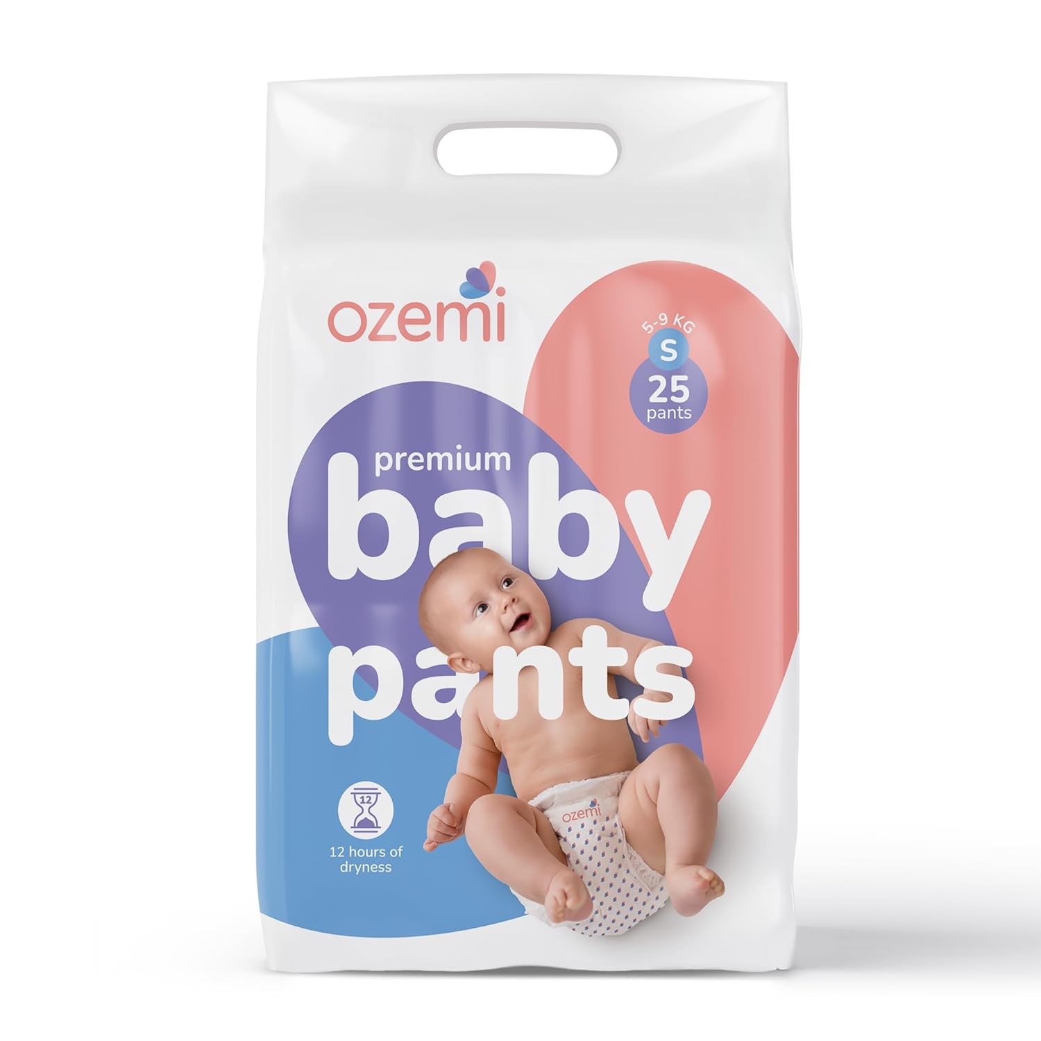 Ozemi Ultra-Soft and Absorbent Baby Pant style Diapers | small size | Pack of 25 Pants