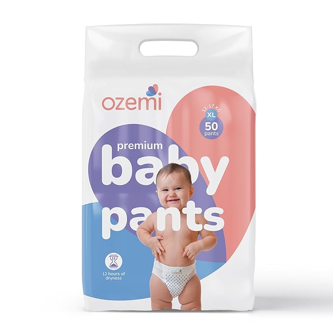 Ozemi Ultra-Soft and Absorbent Baby Pant style Diapers | Extra Large size | Pack of 50 Pants