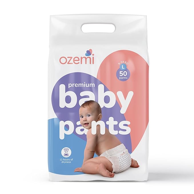 Ozemi Ultra-Soft and Absorbent Baby Pant Style Diapers |  Large size | Pack of 50 Pants