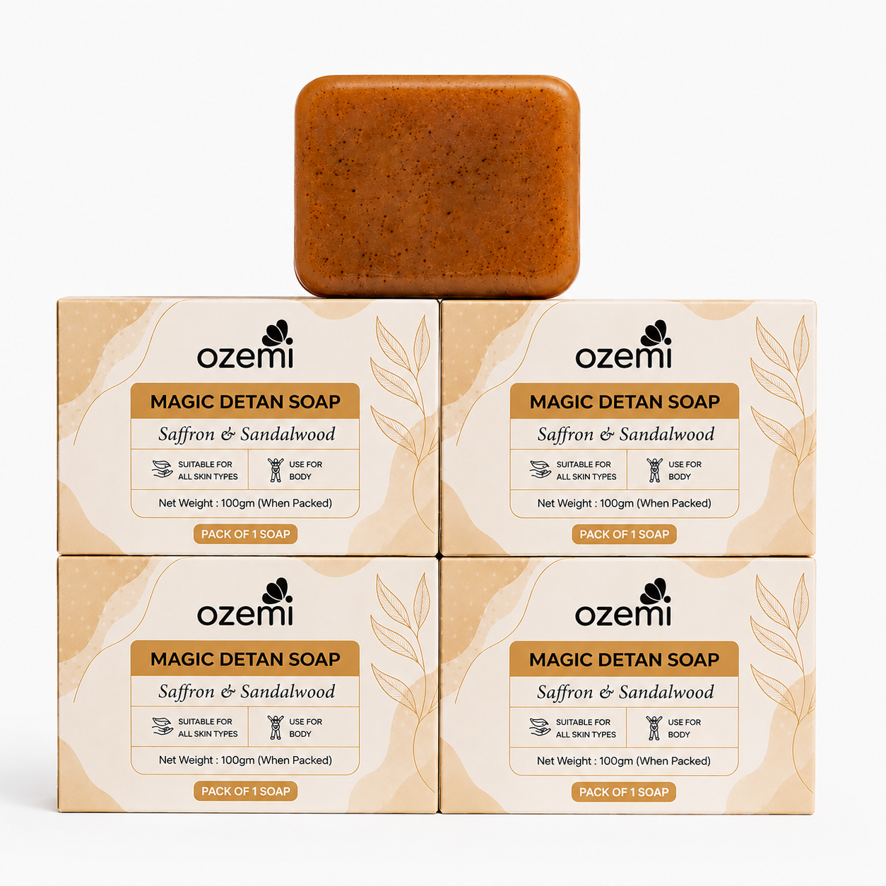 Ozemi Detan soap with Sandal Wood and Saffron For Glowing Brightening skin