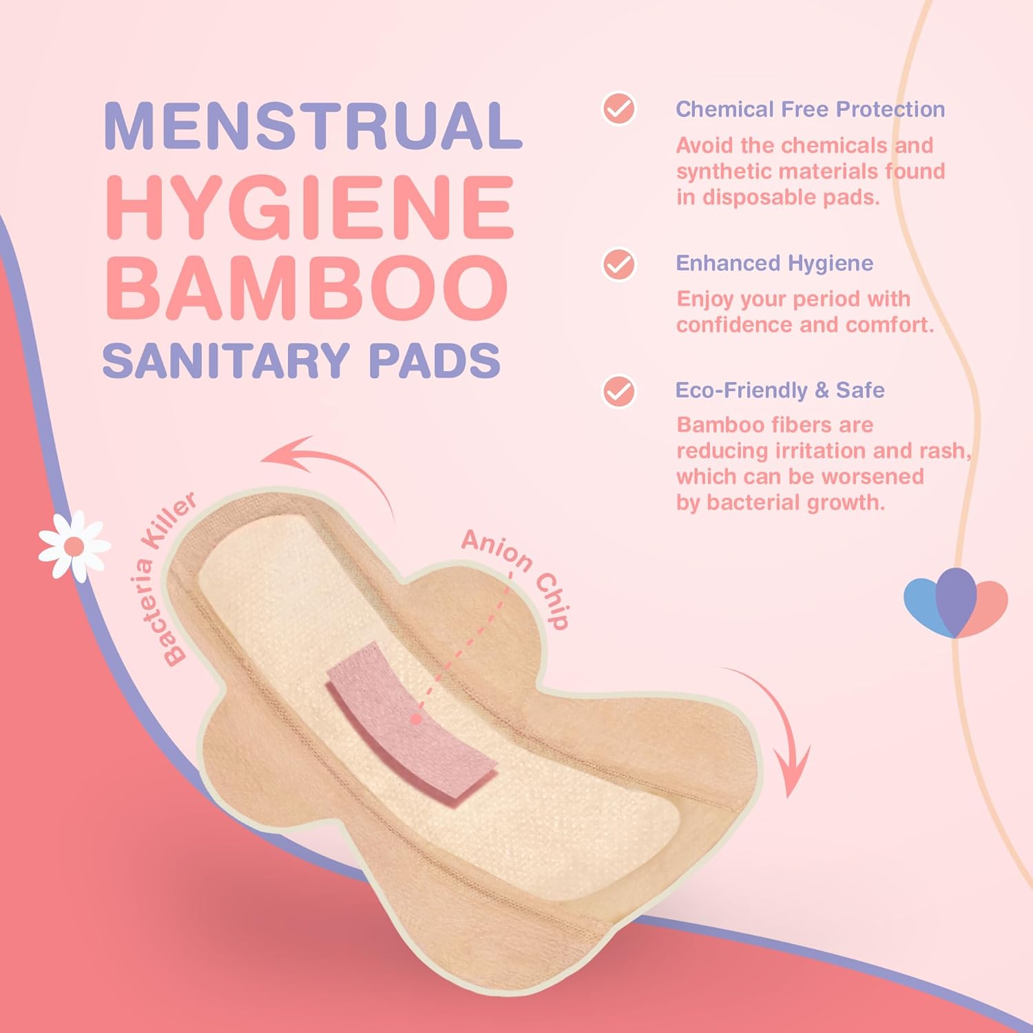 Ozemi Natural Bamboo Biodegradable Sanitary Pads,280 mm (XL) ǀ 20 Units