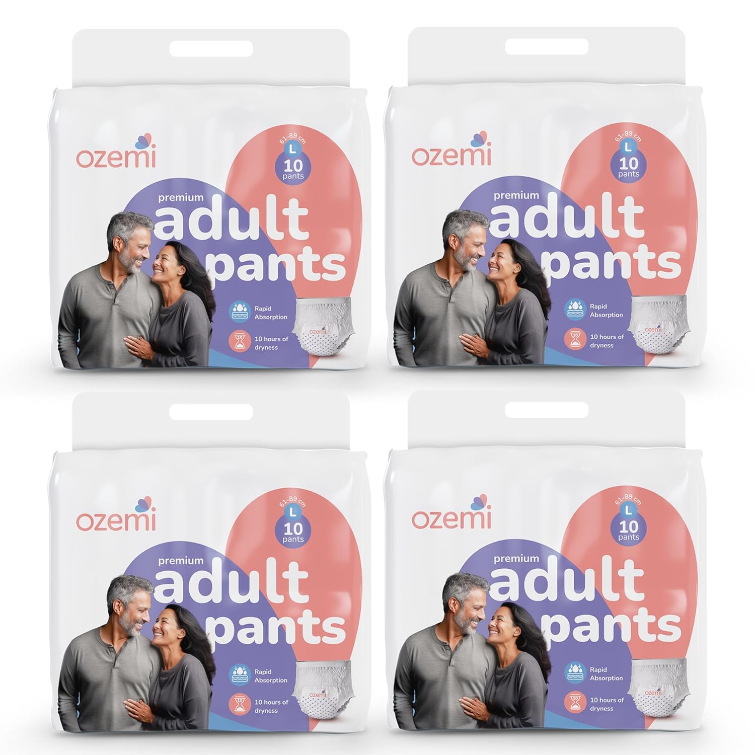 Ozemi Premium Adult Diaper Pant Style ǀLarge Size (L) ǀ 40 Units(Pack of 4)