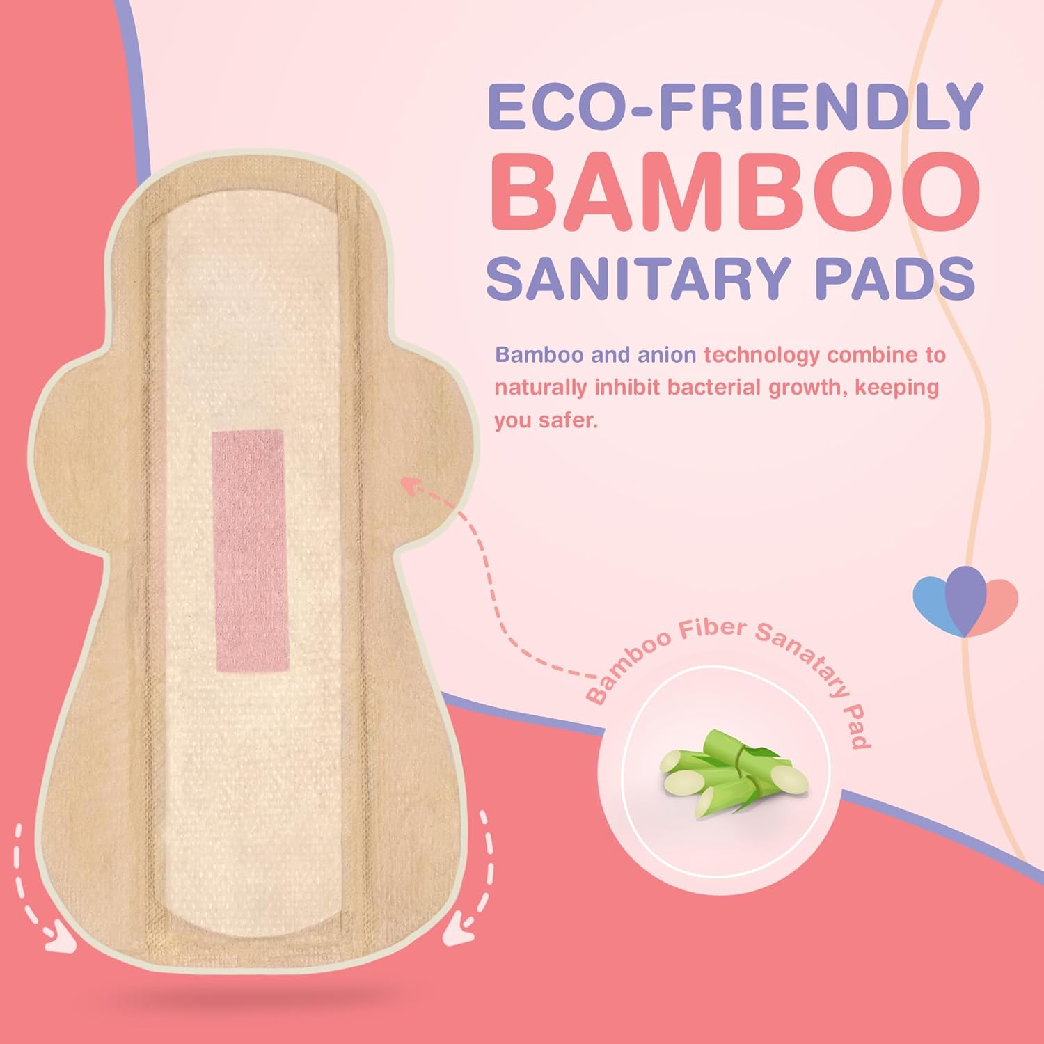 Ozemi Natural Bamboo Biodegradable Sanitary Pads,280 mm (XL) ǀ 20 Units