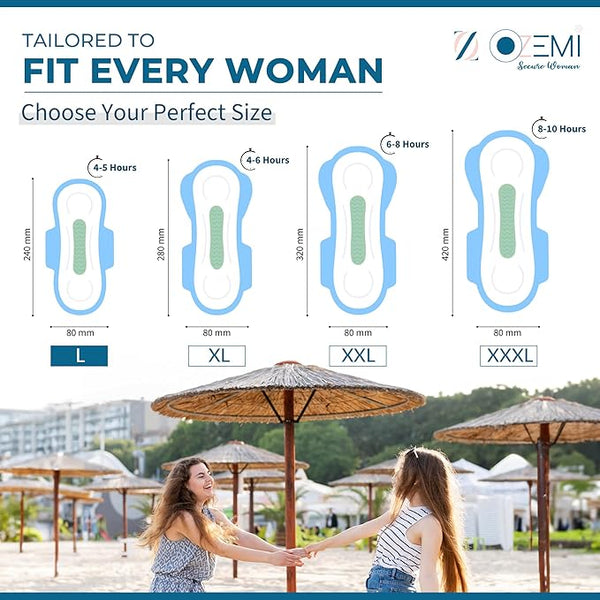 Ozemi Anion Cotton Sanitary Pads ǀ 240 MM (Large)