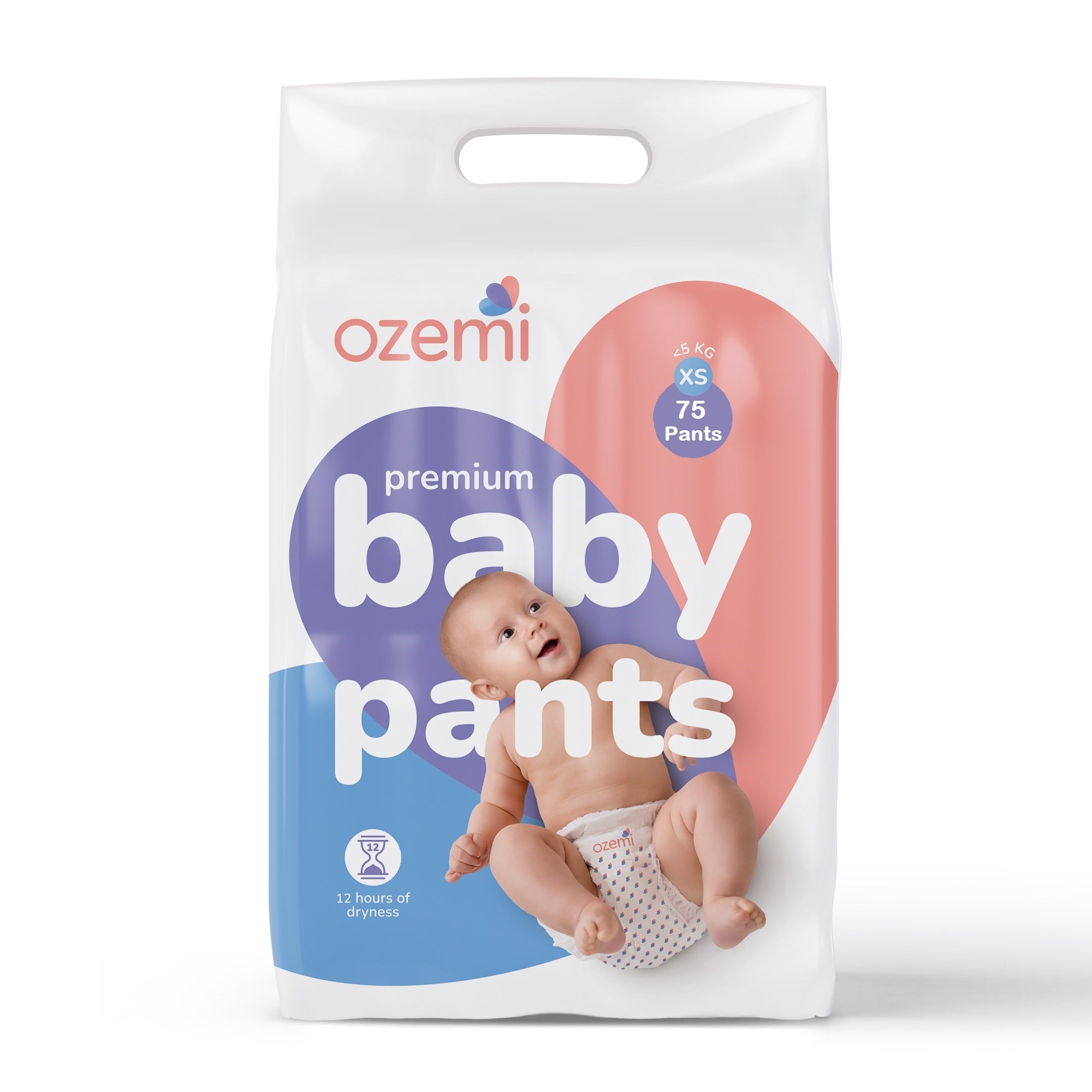 Ozemi Ultra-Soft and Absorbent Baby Pant Style Diapers |12 hours of dryness | New Born (XS) Size