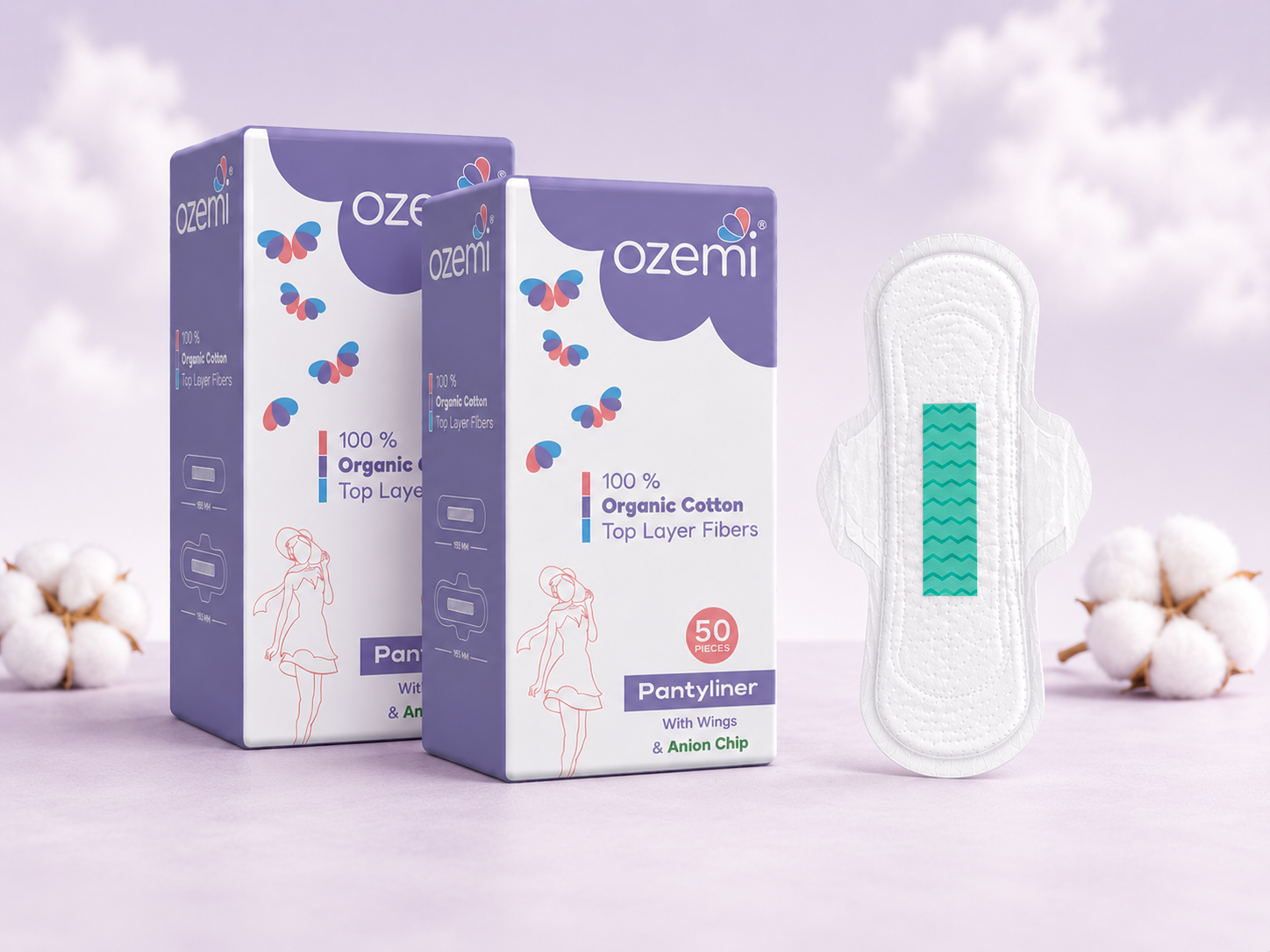 Ozemi Anion Cotton Pantyliner ǀ 180 MM (Large)
