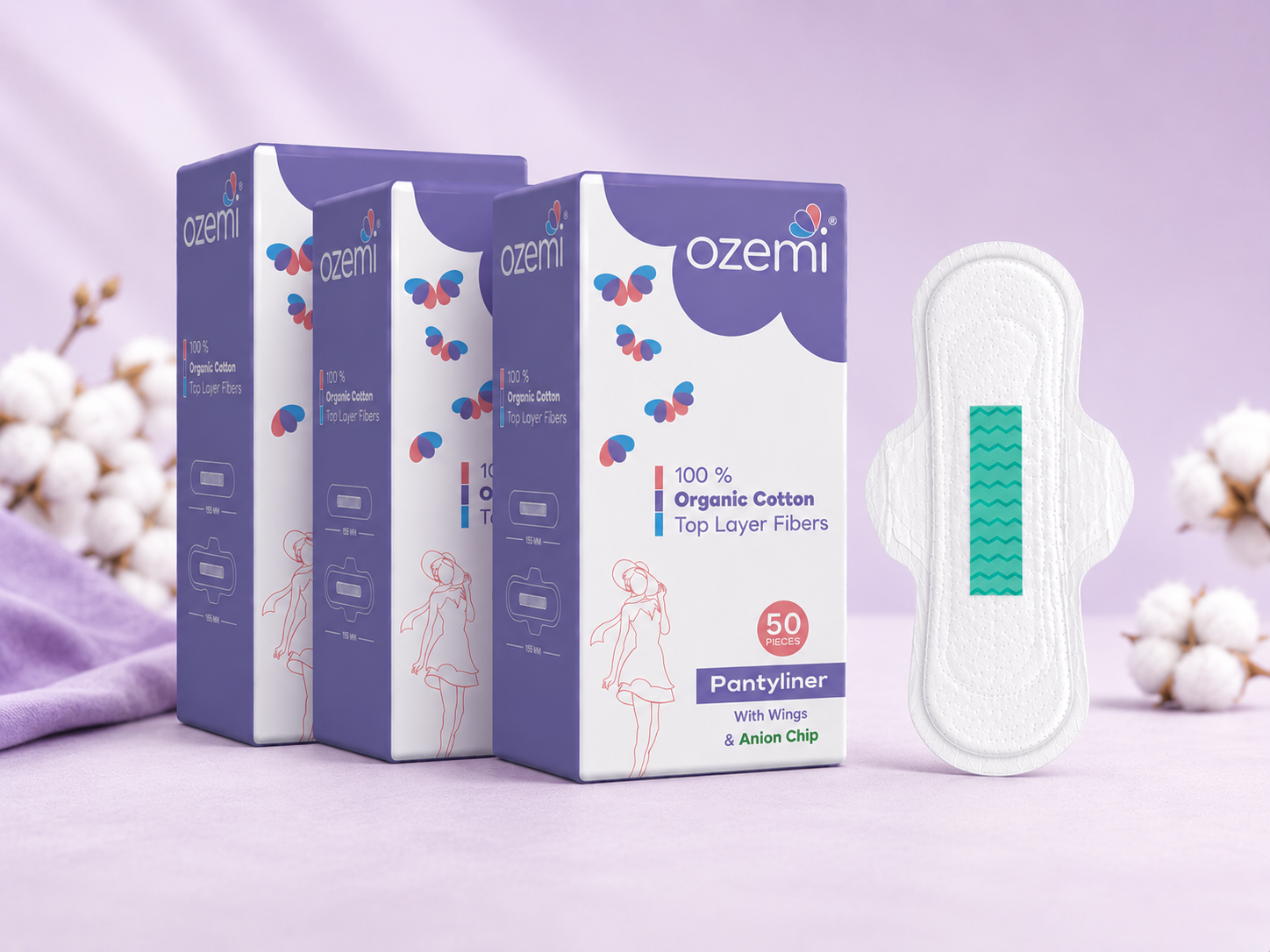 Ozemi Anion Cotton Pantyliner ǀ 180 MM (Large)
