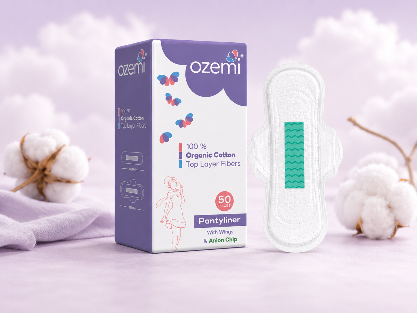 Ozemi Anion Cotton Pantyliner ǀ 180 MM (Large)