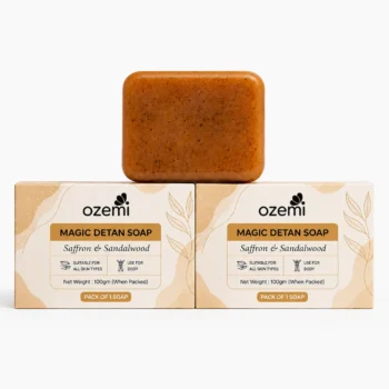 Ozemi Detan soap with Sandal Wood and Saffron For Glowing Brightening skin