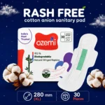 Ozemi Rash-Free Cotton Anion Sanitary Pads ǀ 280 MM (XL)