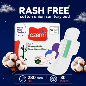 Ozemi Rash-Free Cotton Anion Sanitary Pads ǀ 280 MM (XL)