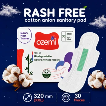 Ozemi Rash-Free Cotton Anion Sanitary Pads ǀ 320 MM (XXL)