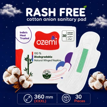 Ozemi Rash-Free Cotton Anion Sanitary Pads ǀ 360 MM (XXXL)