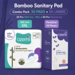 Ozemi Natural Bamboo Biodegradable Sanitary Pads ǀ 320 mm (XXL) + 180 mm Large Pantyliner