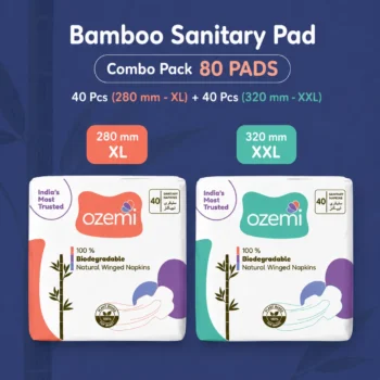 Ozemi Natural Bamboo Biodegradable Sanitary Pads ǀ 320 mm (XXL) + 280 mm (XL) 40 Pcs