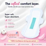 Ozemi Rash-Free Cotton Anion Sanitary Pads ǀ 240 MM (Large) Pack 30
