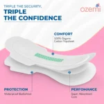 Ozemi Rash-Free Cotton Anion Sanitary Pads ǀ 240 MM (Large) Pack 30