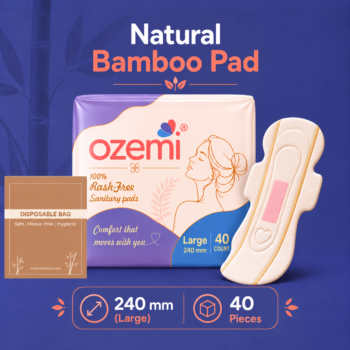 Ozemi Natural Bamboo Biodegradable Sanitary Pads ǀ 240 mm (Large)