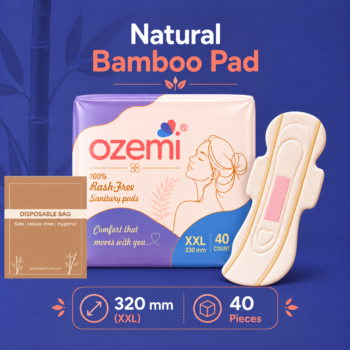 Ozemi Natural Bamboo Biodegradable Sanitary Pads ǀ 320 mm (XXL)