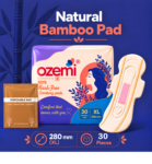 Ozemi Natural Bamboo Biodegradable Sanitary Pads ǀ 280 mm (XL)
