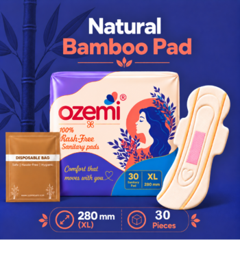 Ozemi Natural Bamboo Biodegradable Sanitary Pads ǀ 280 mm (XL)